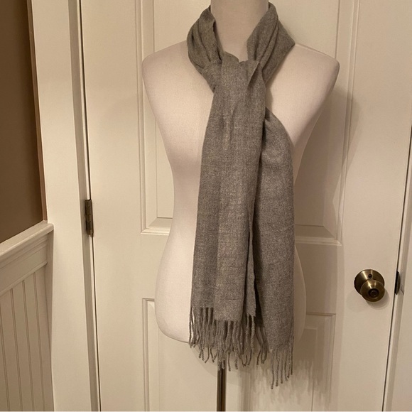 PERUVIAN LINK SCARF GRAY BABY ALPACA LONG RECTANGLE FRINGE ACCESSORY PERU - Picture 3 of 8